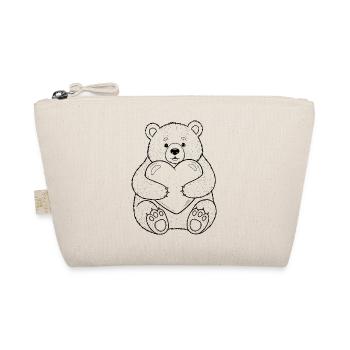Teddy bear with heart – cuddly love - Organic Pouch - nature - Front