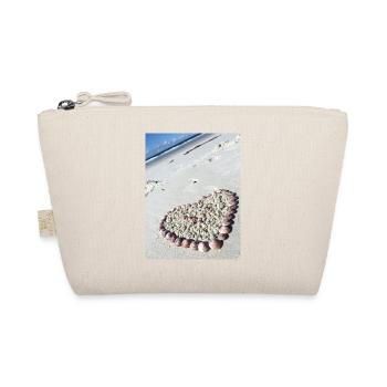Herz aus Muscheln am Strand - Bio-Täschchen - Natur - Vorne