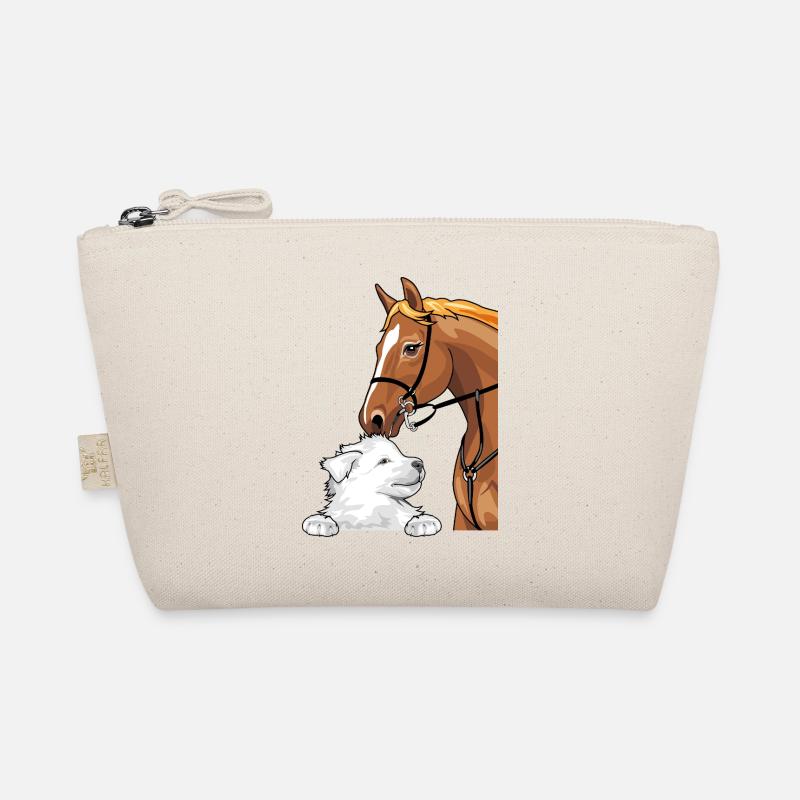 Weißer Schweizer Schäferhund und rotes Pferd Bio-Täschchen