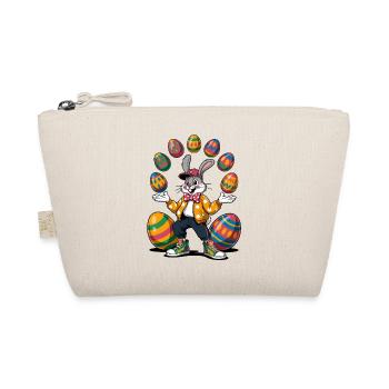 Osterhase mit bunten Eiern und Hoodie - Bio-Täschchen - Natur - Vorne