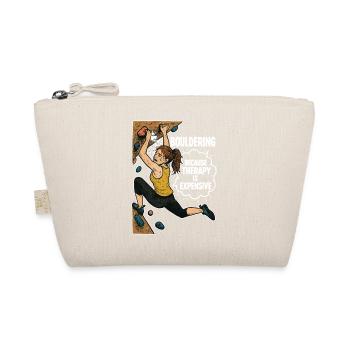 Bouldern statt Therapie – Lustiges Kletter Shirt - Bio-Täschchen - Natur - Vorne