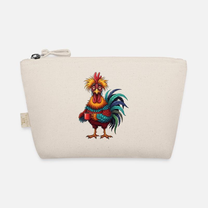 Lebhafter Hahn mit Kaffeetasse Bio-Täschchen