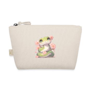 Kawaii Snake Sakura - Year of the Snake Chibi - Organic Pouch - nature - Front
