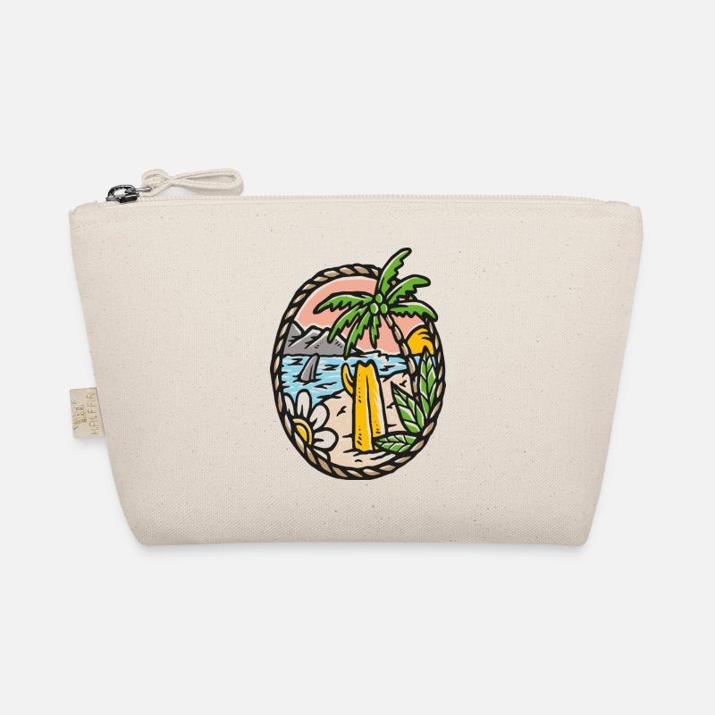 Beach Dream Palm Tree Waves Circle Frame Organic Pouch