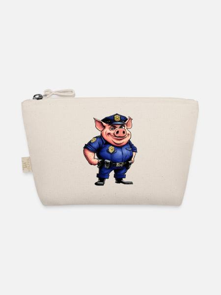 Schwein Polizist - Bio-Täschchen - Natur