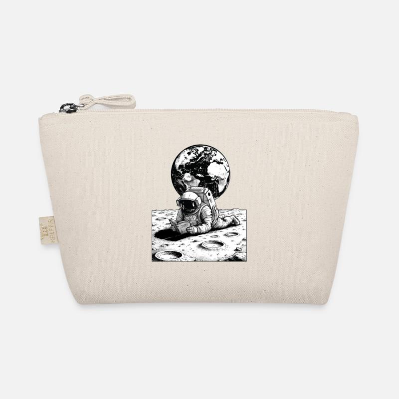 Astronaut Reading Moon Earth Organic Pouch