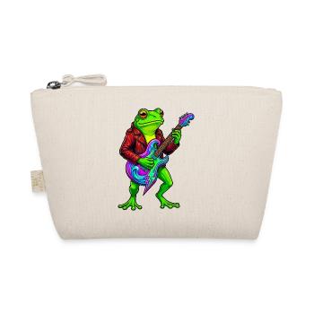 Grenouille avec veste et guitare électrique néon - Trousse biologique - nature - Devant
