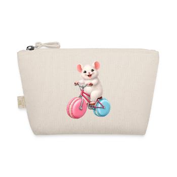 Maus auf Fahrrad mit Macaron Rädern  - Bio-Täschchen - Natur - Vorne