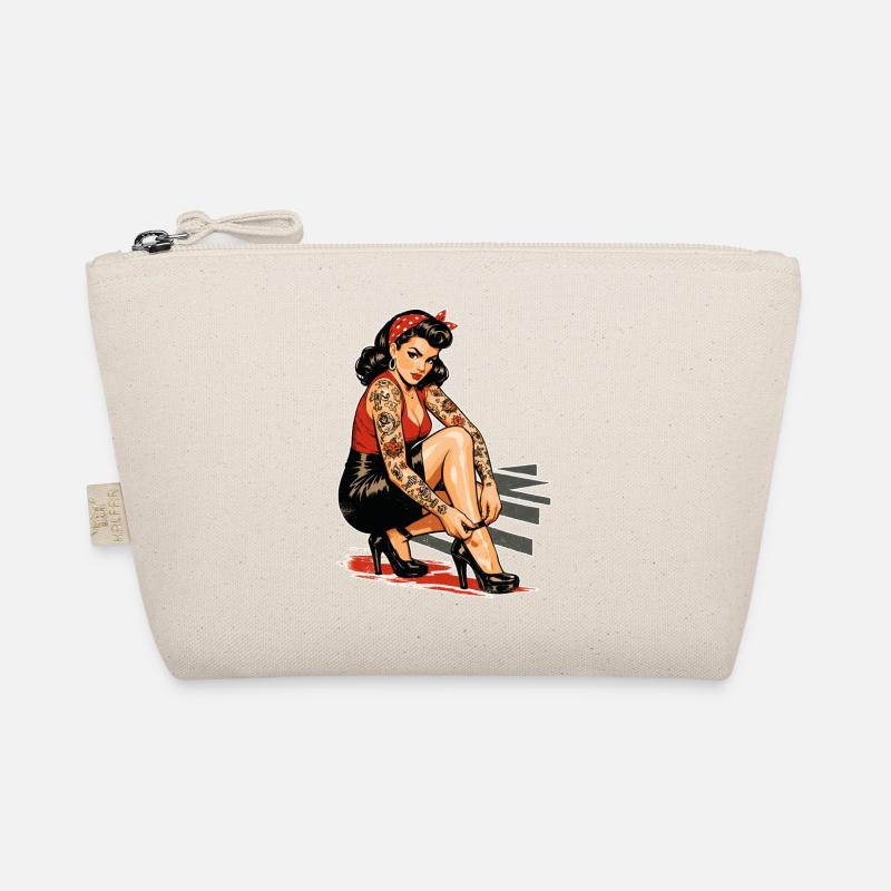 Tattoo Pin-Up: Retro Werbeprint & High Heels Bio-Täschchen