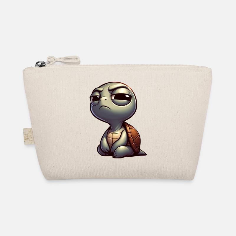 Funny cute skeptical cartoon turtle Organic Pouch
