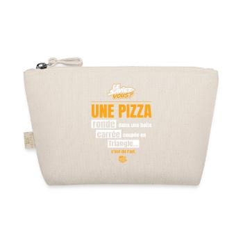 Une pizza ronde dans une boîte carrée = art - Trousse biologique - nature - Devant