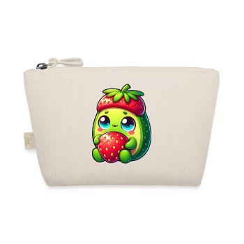 Avocado Erdbeere Cartoon Obst lustig - Bio-Täschchen - Natur - Vorne