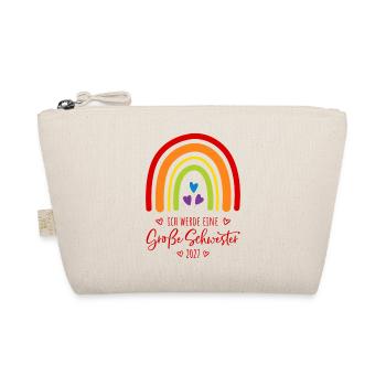 Ich werde eine Große Schwester 2027 Regenbogen - Bio-Täschchen - Natur - Vorne
