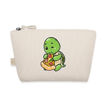 Cute Turtle with Pizza: Funny Foodie Motif - Organic Pouch - nature - Front