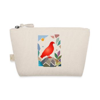 Red Dove on Stone Bird Design - Organic Pouch - nature - Front
