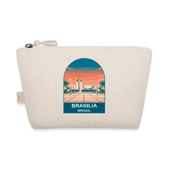 Brasilia Brazil Skyline Vintage Travel Poster - Organic Pouch - nature - Front