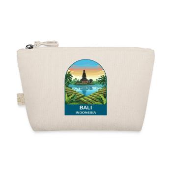 Bali Indonesia Temple Vintage Travel Illustration - Organic Pouch - nature - Front