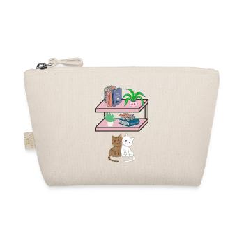 Cats & Bookshelf Cuddly Look - Organic Pouch - nature - Front