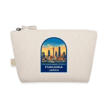 Fukuoka Tower Skyline Japan Retro Sunset Badge - Organic Pouch - nature - Front