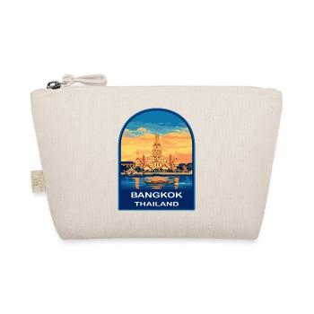 Bangkok Wat Arun Thailand Retro Sunset Travel Badg - Organic Pouch - nature - Front