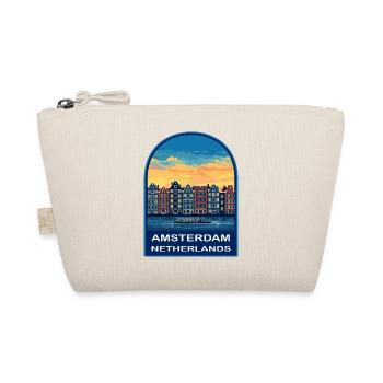Amsterdam Canal Houses Retro Sunset Travel Badge - Bio-Täschchen - Natur - Vorne