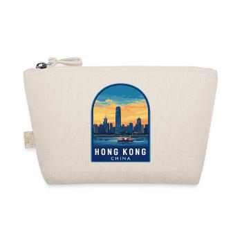 Hong Kong Star Ferry Skyline Retro Sunset Badge - Organic Pouch - nature - Front