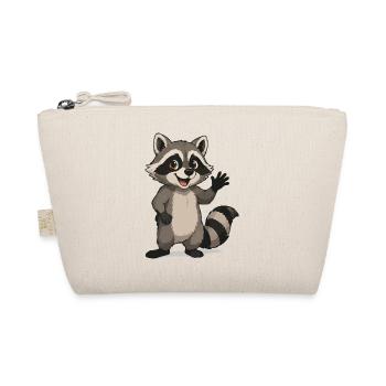 Waving Raccoon Cartoon Motif - Organic Pouch - nature - Front