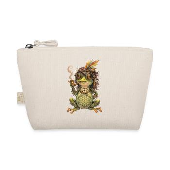 Watercolor Design: Boho Frog with Pipe and Feathers - Organic Pouch - nature - Front