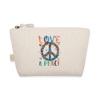 Love and Peace Blumenzeichen im Aquarellstil - Bio-Täschchen - Natur - Vorne