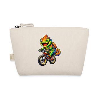 Chamäleon auf dem Fahrrad - Bio-Täschchen - Natur - Vorne