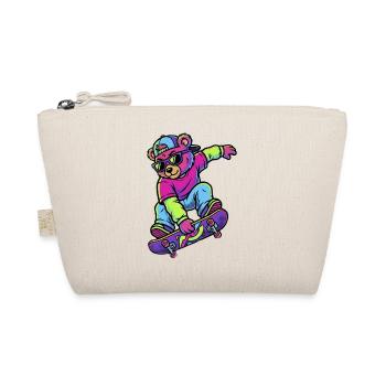 Teddybär auf einem Skateboard-Neon - Bio-Täschchen - Natur - Vorne