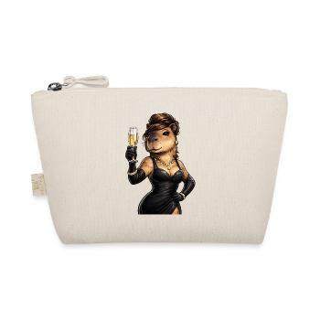 Elegante Capybara Dame mit Sektglas - Organic Pouch - nature - Front