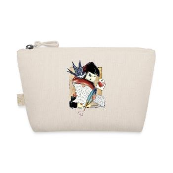Cute book dwarf with feather heart - Organic Pouch - nature - Front
