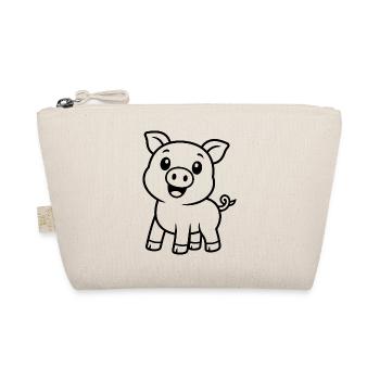 Happy piggy animal motif - Organic Pouch - nature - Front