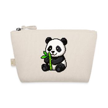 Pixel Panda with Bamboo - Organic Pouch - nature - Front