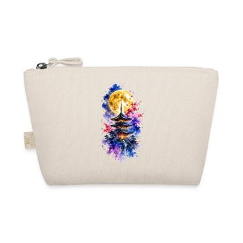 Japan Pagode Vollmond Sakura Aquarell - Bio-Täschchen - Natur - Vorne