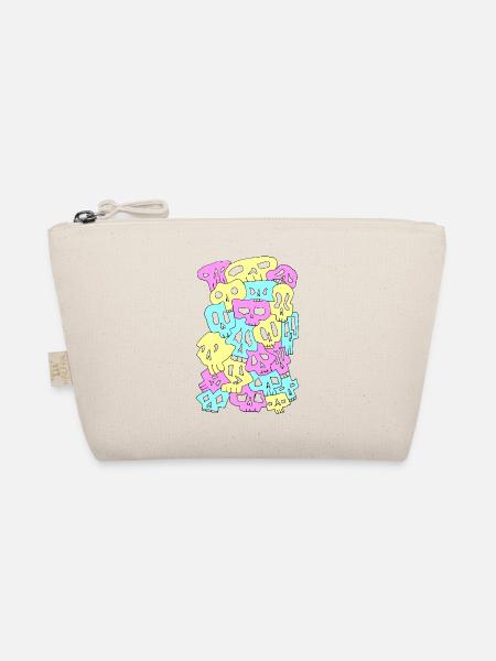 Skulls (CMYK light, transparente Augen) - Bio-Täschchen - Natur