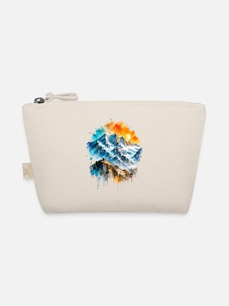 Alpen Gipfel Hütte Aquarell - Bio-Täschchen - Natur