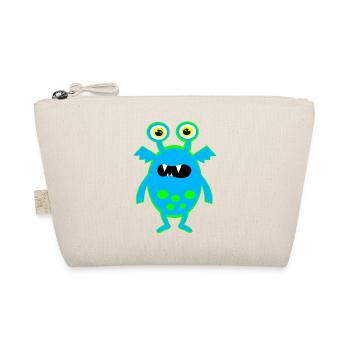 Neonblauer Monster mit großen Augen - Bio-Täschchen - Natur - Vorne
