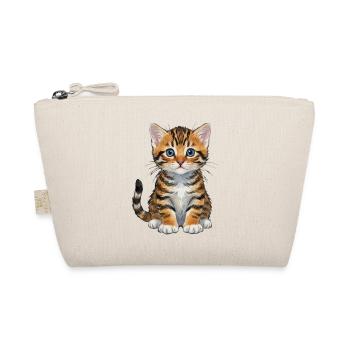 Katzenbaby aquarell getigertes Kätzchen Geschenk  - Bio-Täschchen - Natur - Vorne