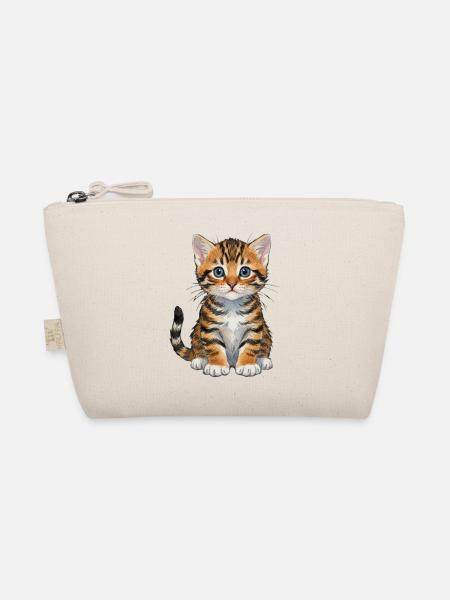 Katzenbaby aquarell getigertes Kätzchen Geschenk - Bio-Täschchen - Natur