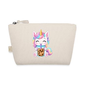 Niedlicher Einhorn mit Bubble Tea - Bio-Täschchen - Natur - Vorne
