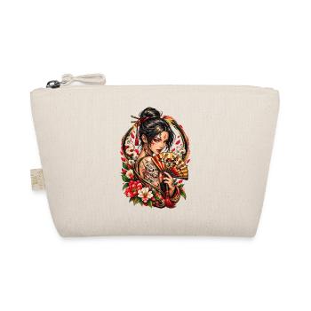 Japanische Kriegerin – Hannya & Fächer - Bio-Täschchen - Natur - Vorne