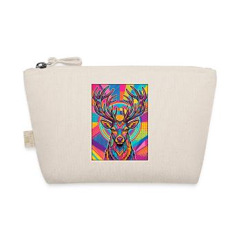 Hirsch Neon Pop Art Kaleidoskop - Bio-Täschchen - Natur - Vorne