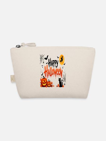 Halloween-Kürbisse & Geister - Bio-Täschchen - Natur