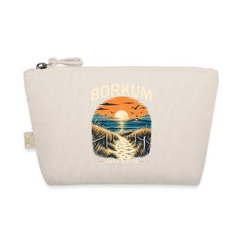 Borkum Nordsee Retro Leuchtturm Dünen Küstenmotiv - Bio-Täschchen - Natur - Vorne