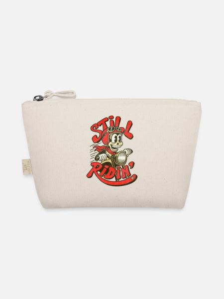 Retro-Biker-Skelett - Bio-Täschchen - Natur