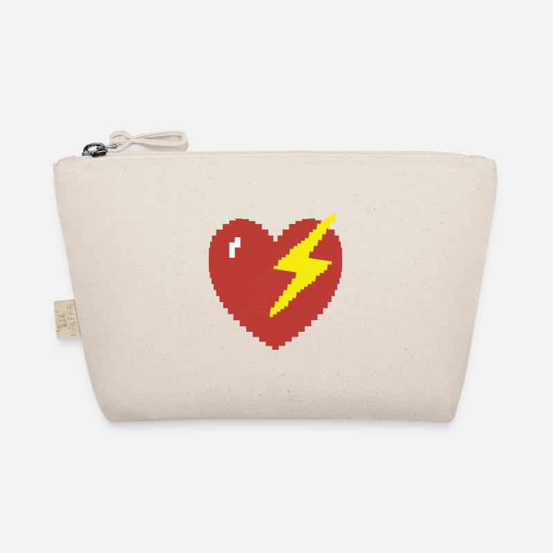 Herz Blitz Pixel Gamer Geschenk Bio-Täschchen