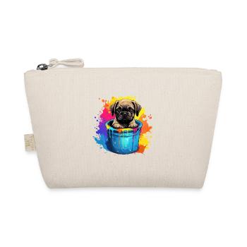 Mops Niedlicher Hund Farbeimer - Bio-Täschchen - Natur - Vorne