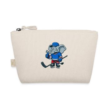Cooler Elefant Comic Eishockeyspieler Design - Bio-Täschchen - Natur - Vorne